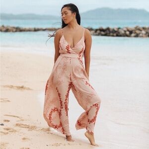 Ava Sky Fighting Eel Nahla Jumper Jumpsuit Small Pink plumeria